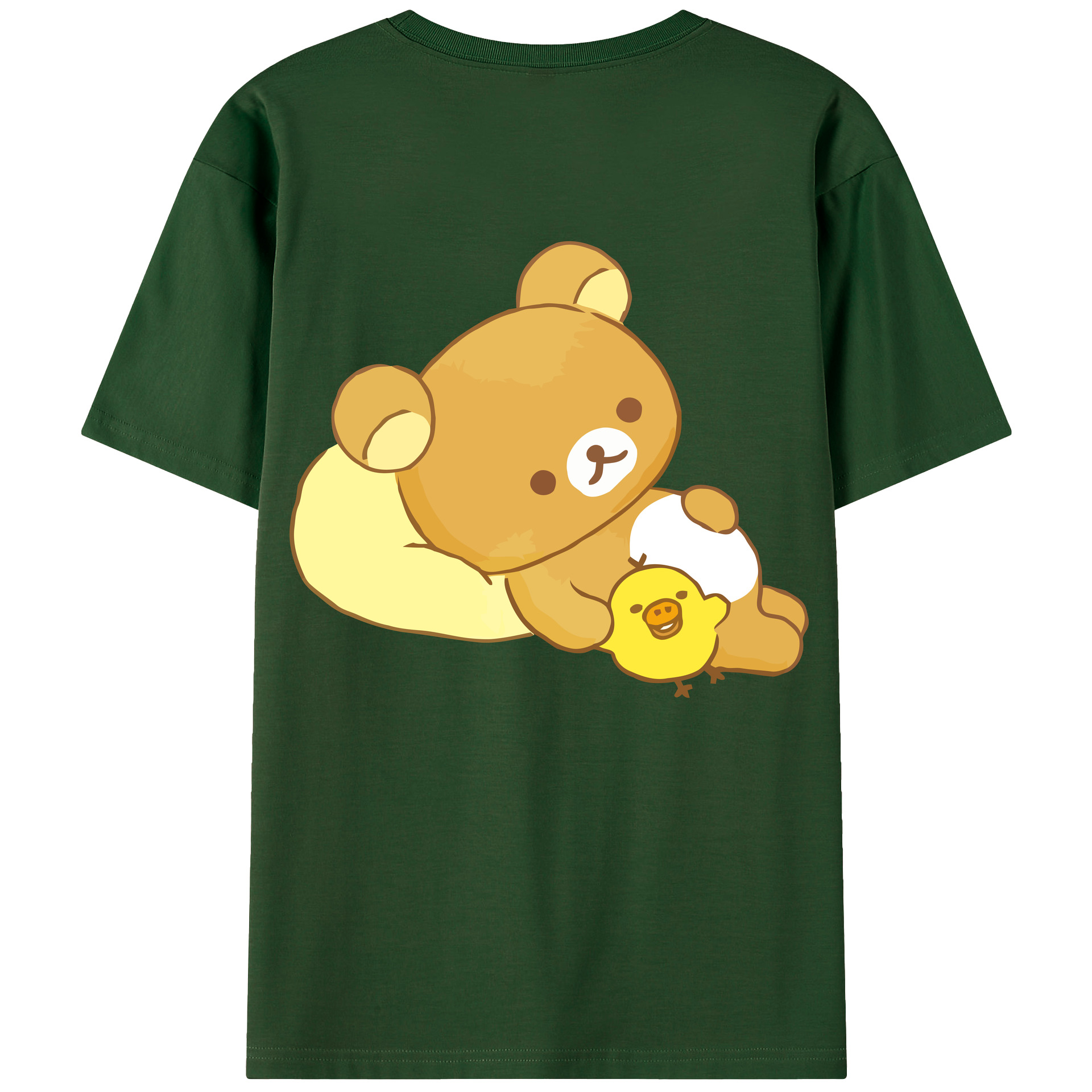 （画像用） リラックマ リラックマ キイロイトリ Rilakkuma Korilakkuma Kiiroitori 綿100％半袖Tシャツ（背面プリント）